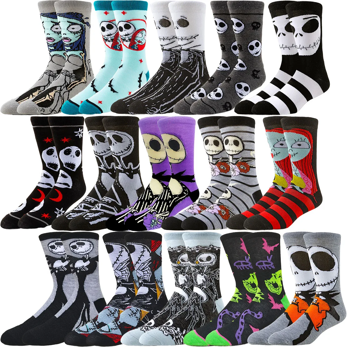 6 par Miniso Disney Hip Hop Street Fashion Unisex Cartoon Anime Socks Funny Casual Crew Socks for Men Women Cute Design ​