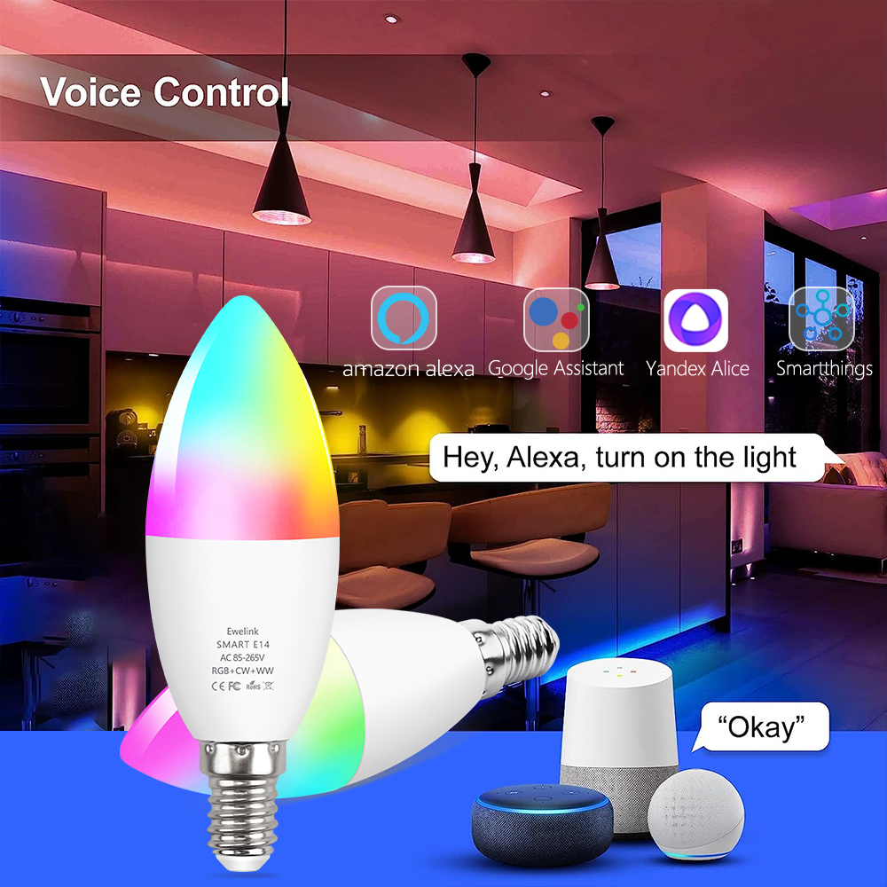 EWelink E14 Smart Zigbee Wifi Led Glühbirnen RGB CW Led Kerze Lampe E14 Birne Für Alexa Google Home Alice Smartthings Kronleuchter