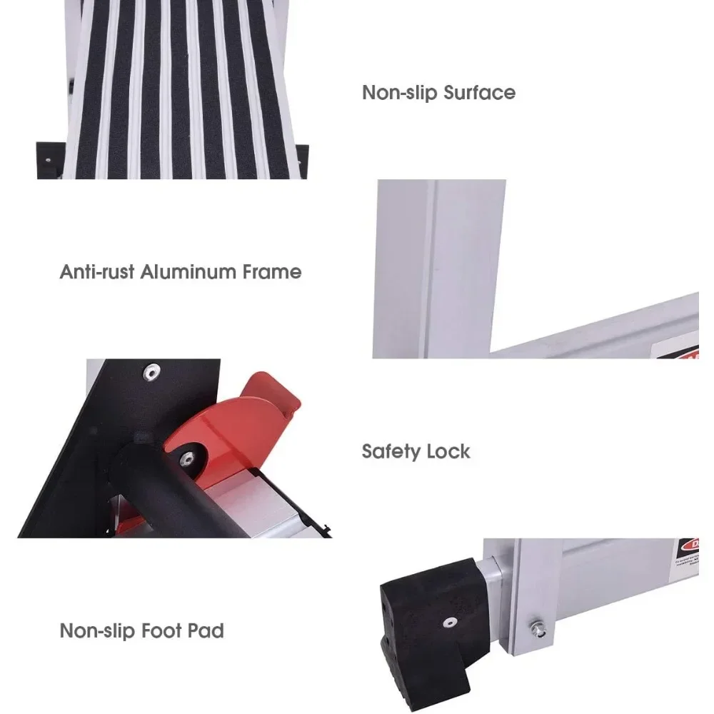 Aluminum Platform Non-Slip Folding Work Bench, Drywall Stool Ladder, 330lbs Capacity for Versatile Use