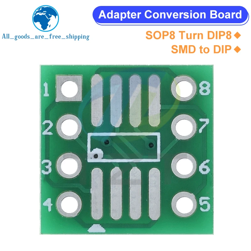 TZT 10 шт. SOP8 Turn DIP8 SMD-адаптер DIP, разъем SOP8/TSSOP8/SOIC8/SSOP8, плата адаптера DIP, преобразовательная пластина 0,65 мм 1,27 мм