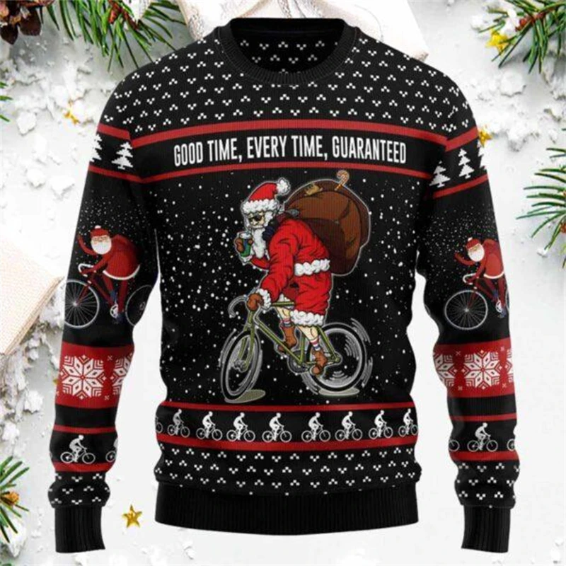 Divertido suéter navideño feo con gráfico de Papá Noel para hombre, moda Otoño Invierno, sudadera con estampado 3D, jerséis informales de gran tamaño