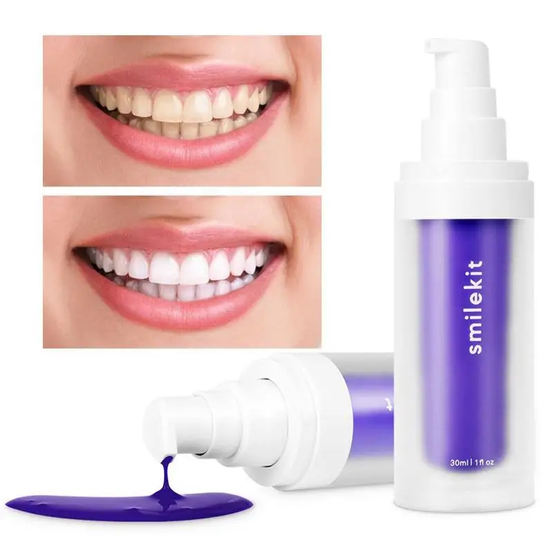 New V34 Purple Color Corrector Toothpaste 30ml Instant Smile Brightening Enamel Repair Fresh Breath Whitening Teeth Toothpaste