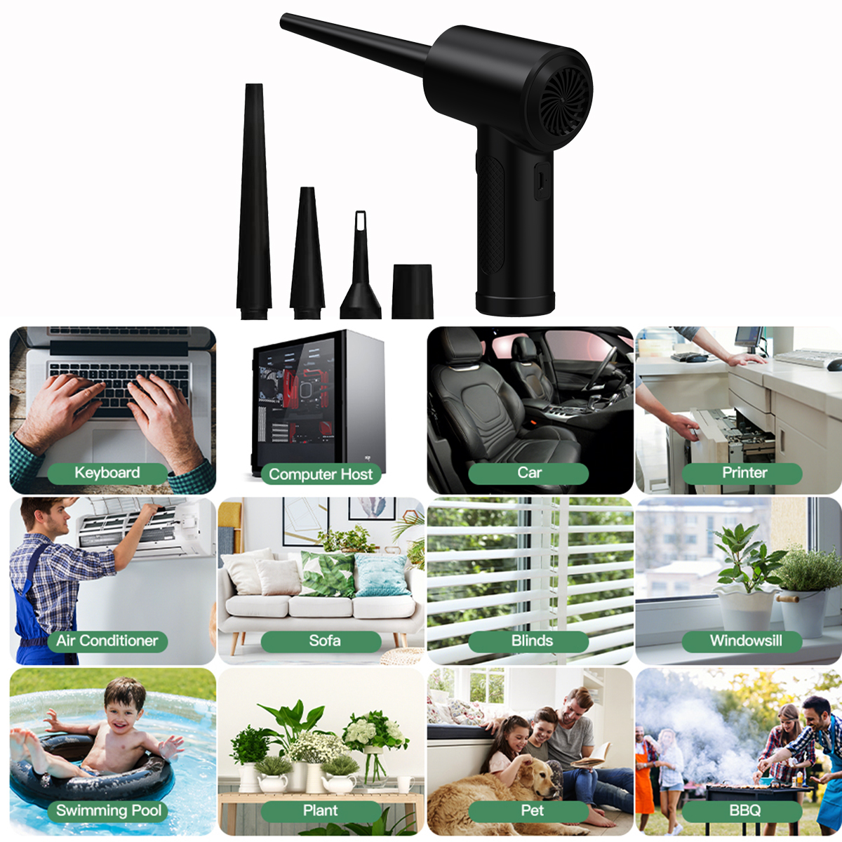 Espanador de ar comprimido para teclado de computador 51000 rpm mini elétrico sem fio pc limpador de carro ventilador de ar sem fio