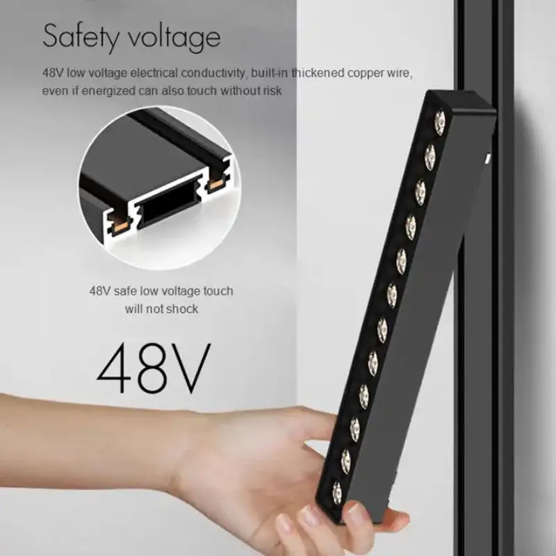 6MM Smart Tuya Zigbee Magnetic Track Light Dimmable 48V Ultra Thin Rail Surface Mount System Black White Slim Magnet Track Lamp