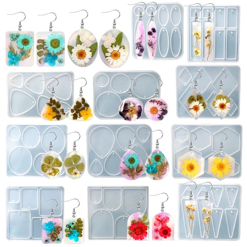 기하학 귀걸이 펜던트 실리콘 몰드, 에폭시 송진 DIY 귀걸이 키체인 목걸이 참, 송진 실리콘 몰드 쥬얼리 제작