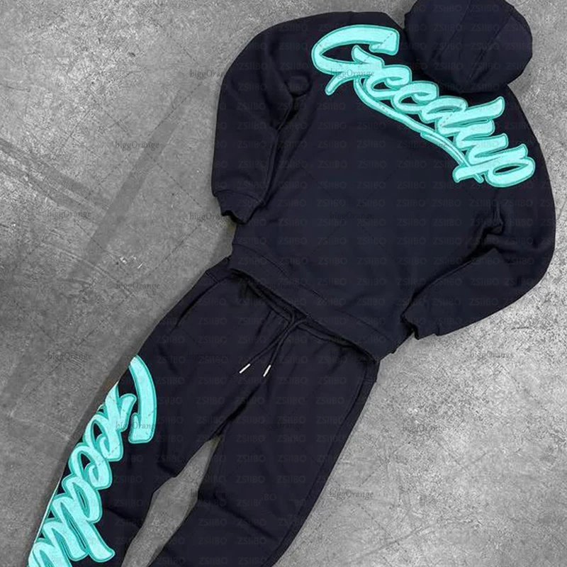 High Street Trendy Streetwear männer Set Harajuku Amerikanischen Retro Klassische Hoodie Frauen Hip-Hop Gothic Harajuku Casual Jogginghose