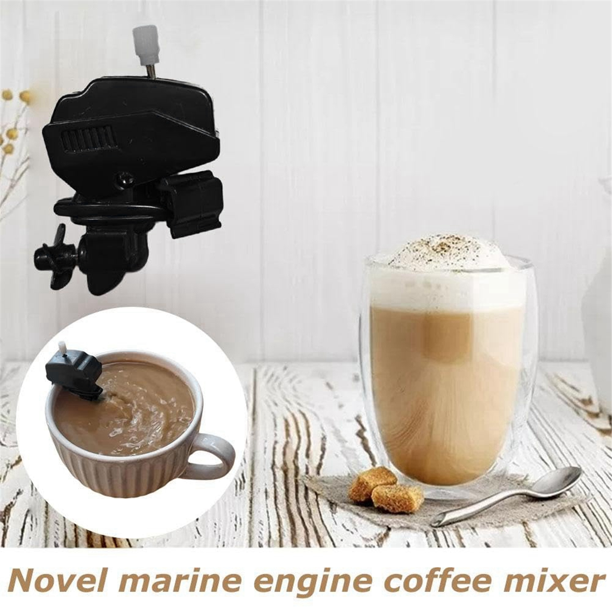 BABQ 10PCS Boat Motor Coffee Stirrer, Stainless Steel Clip Drink Mixer, Novelty Miniature Boat Engine