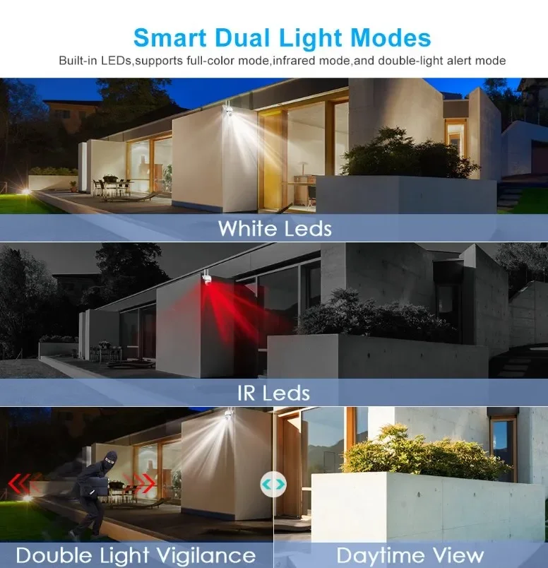 Telecamera CCTV Wifi Telecamere di sorveglianza di sicurezza wireless Esterna Zoom digitale 4X Notte a colori AI Smart Tracking Audio bidirezionale IP66