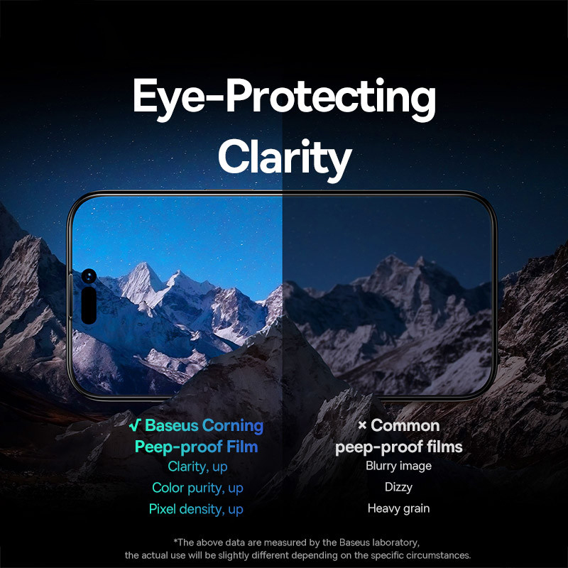 Baseus vidrio templado Corning de 0,4mm para iPhone 17 16 15 14 13 Pro Max Plus Protector de pantalla película de instalación automática antiespionaje