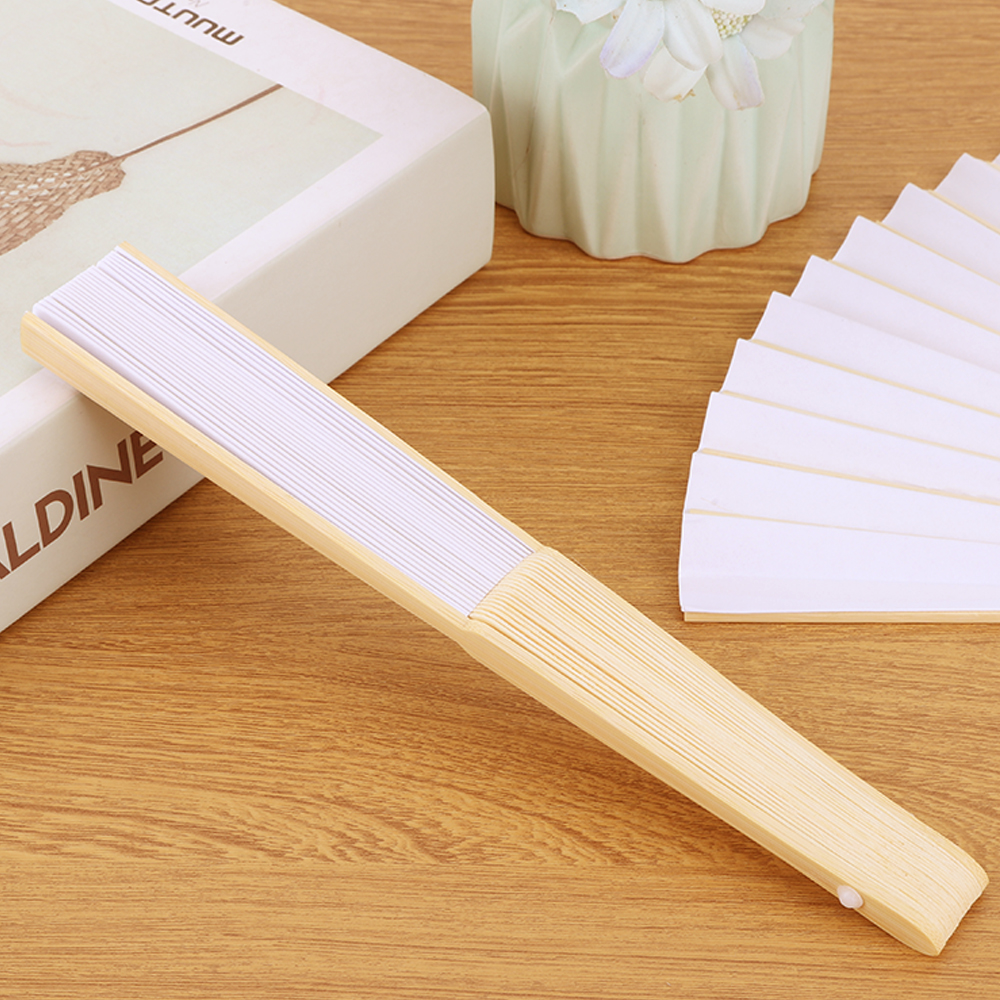 1-50pcs DIY Paper Bamboo Folding Fan Adults Children's Calligraphy Painting Practice Blank White Folding Fan Wedding Gifts