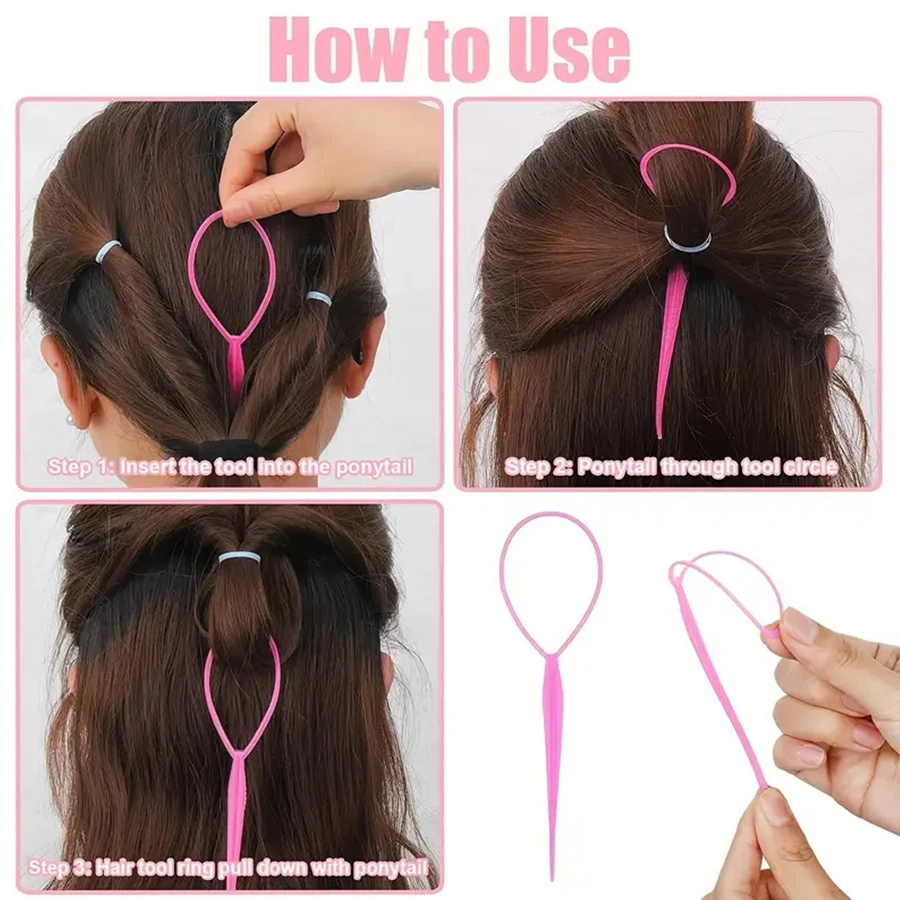 พลาสติก Magic ดึงผมคลิปผม Braid ผมหางม้า Maker อุปกรณ์เสริมผม DIY ผมจัดแต่งทรงผม PONY TAIL TOOL