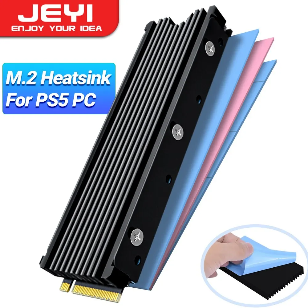 JEYI M.2 2280 SSD-Kühlkörper, unterstützt PS5 PC, NVME NGFF 2280 SSD, doppelseitige Kühlkörperkühlung mit thermischen Silikonpads, Kühler