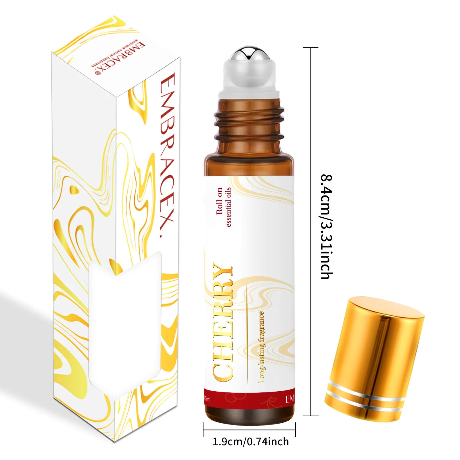 Cherry Essential Oil Roll-On, 10ml - Natural Aromatherapy for Relaxation & Mood Boost - Sweet Scent, Travel-Size, Easy to Apply
