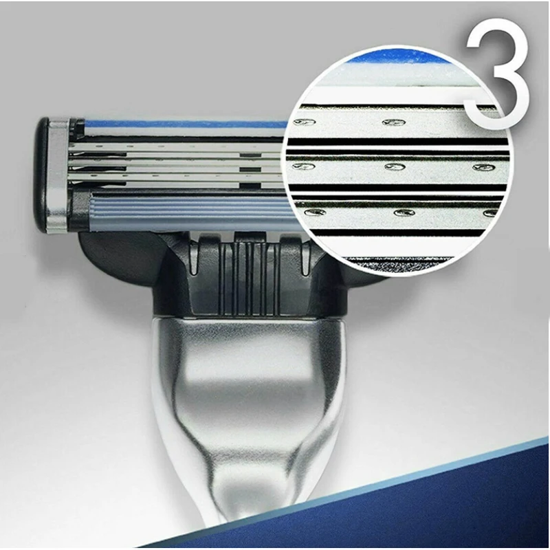 Gillette MACH 3 มีดโกนผู้ชาย 3 ชั้นใบมีด Fast Smooth Shaving เครื่องโกนหนวดด้วยตนเองสําหรับ Man Face Beard ตัดมีดโกน