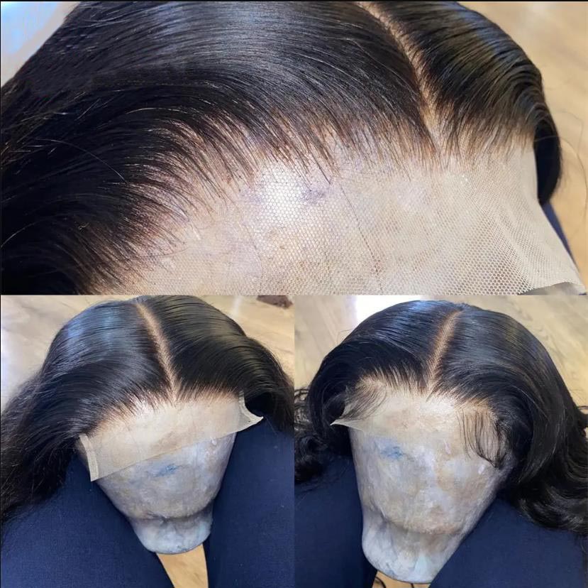 Cabelo liso 13x4 hd renda transparente frontal pré-arrancado 100% cabelo humano linha de cabelo natural 4x4 fechamento de renda com cabelo de bebê