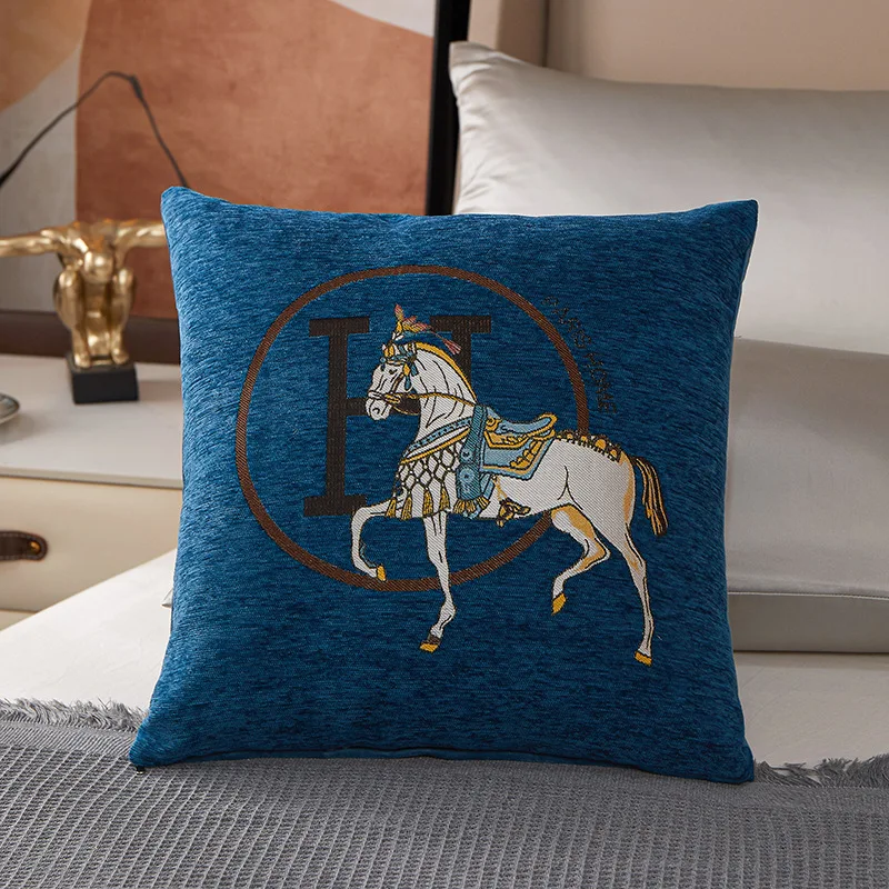 Наволочки для подушек Croker Horse 45 см, упаковка из 1 шт., роскошные наволочки с вышивкой лошади, современный стиль, наволочки для дивана, дивана, новые