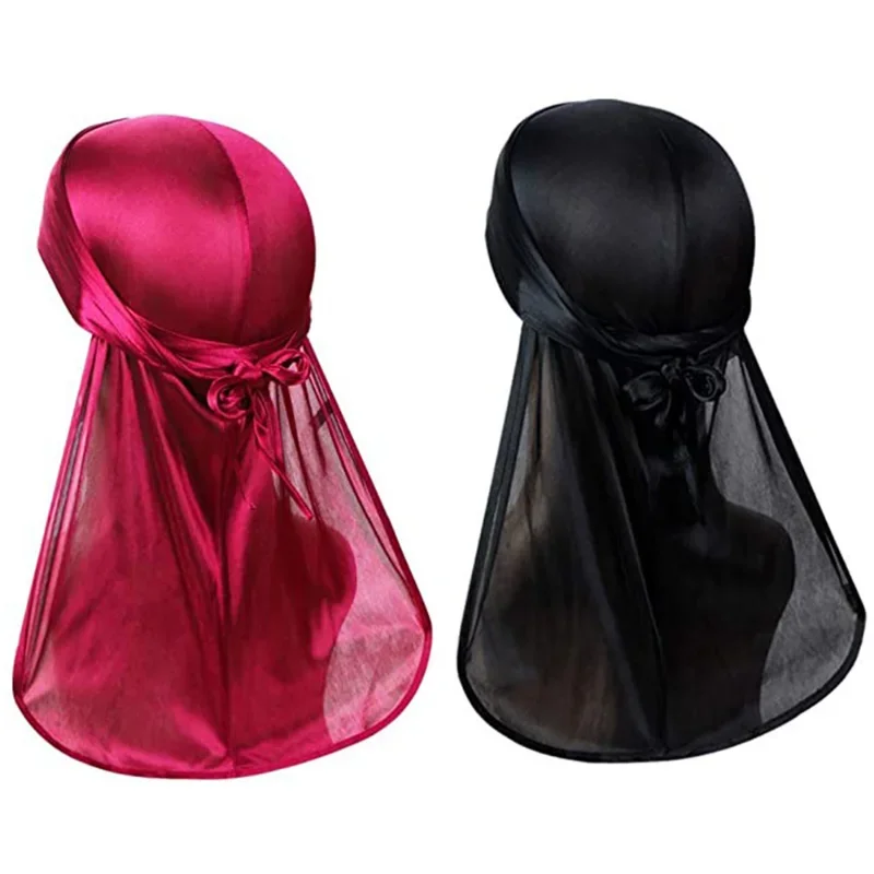 ความยืดหยุ่น Baotou หมวกผมจําลอง Silky Durag Long Tail หมวกโจรสลัด Turban สําหรับเด็กริบบิ้นอุปกรณ์เสริม