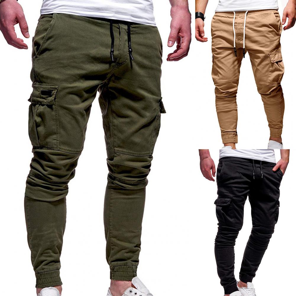 Pantalons de mode pantalons hommes pantalons couleur unie couleur unie Multi poches pantalon mince