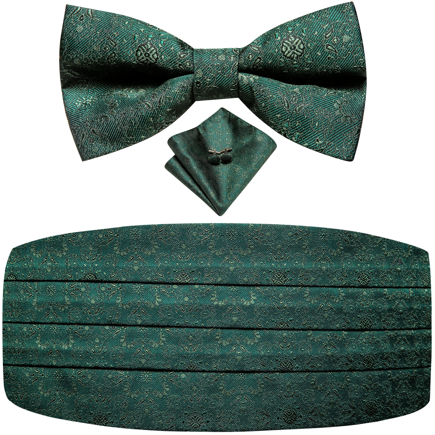 Designer de luxo Solid Green Cummerbund, Hi-Tie Bow Tie Set, espartilho de smoking formal, cinto elástico para homens, casamento Cummerbunds