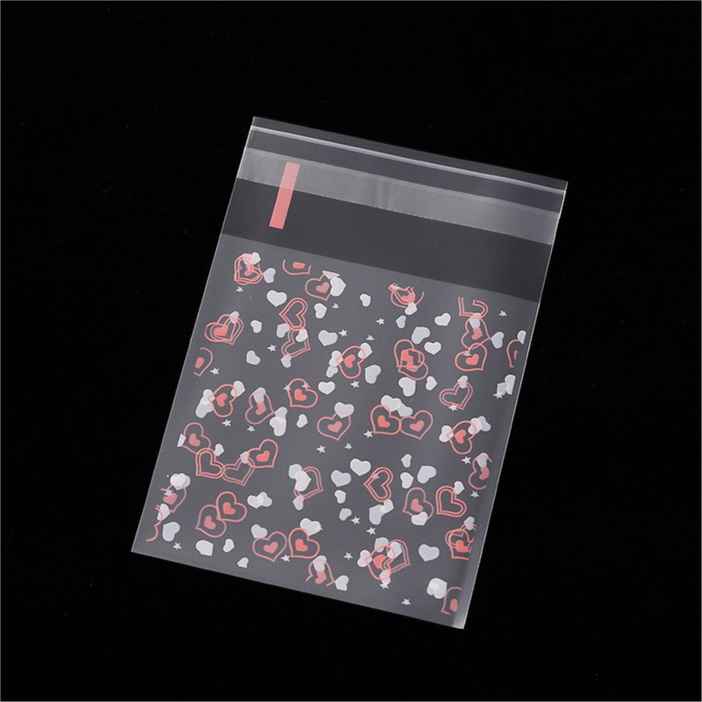 100Pcs 7x7/10x10cm Heart Clear Candy Bag Transparent Self Adhesive Plastic Bag Birthday Party Deco Gift Packaging Pouch Supplies