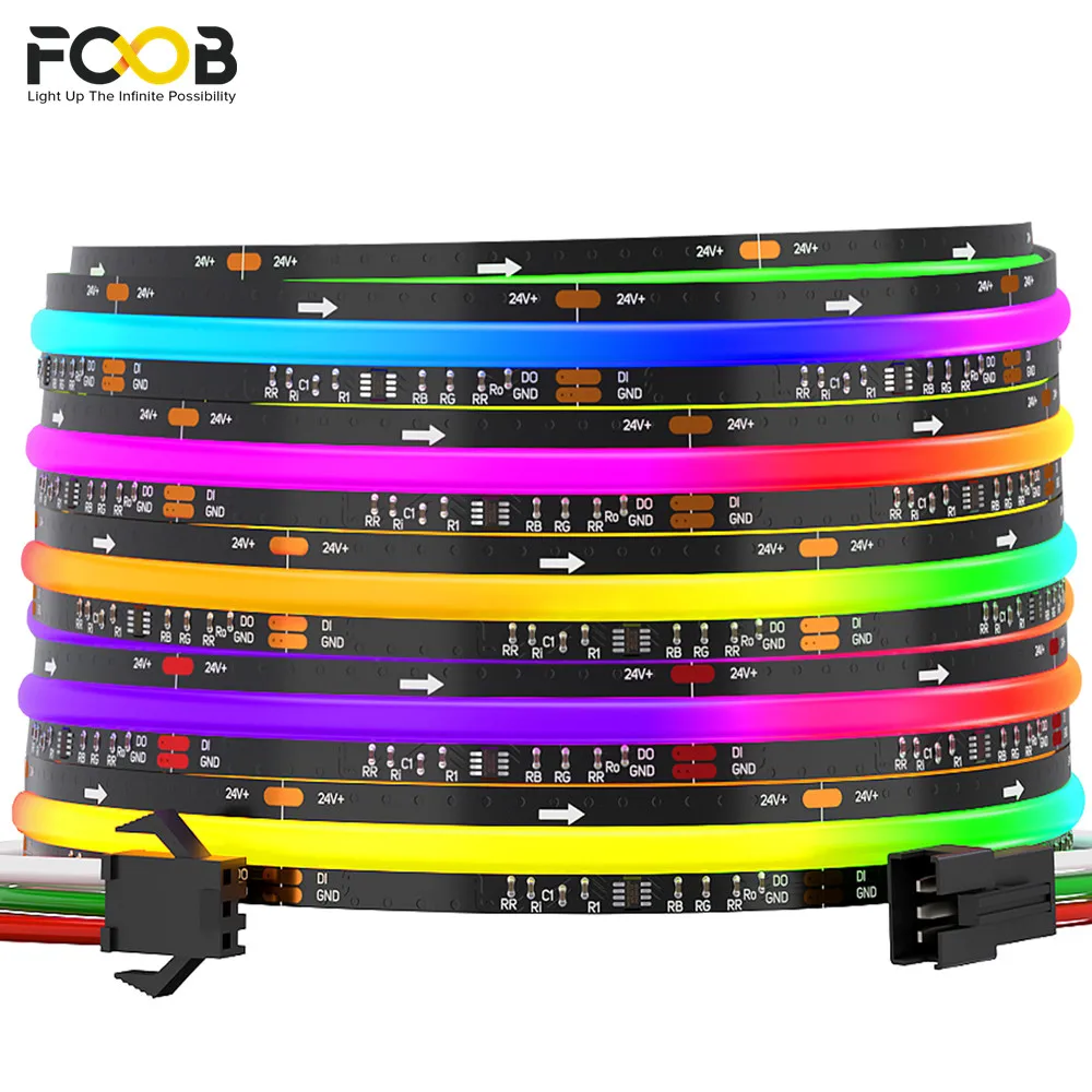 FCOB LED Dải Điểm Ảnh Addressable 720 Đèn LED RGB Giấc Mơ Full 12Mm 24V Mật Độ Cao Linh Hoạt FOB đèn Rọi Ray COB Đèn Cho Phòng