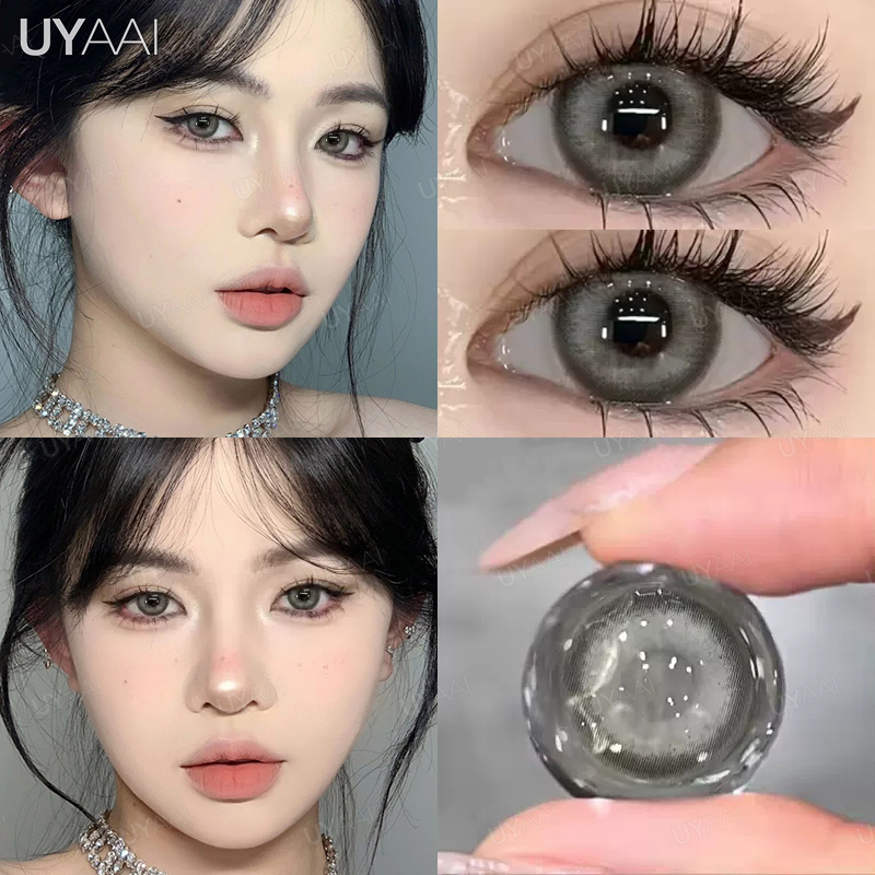 UYAAI-0,75 ~-8,00 pupilas de colores para ojos, lentillas de Color azul y2k con graduación, lentes verdes, Marrón Natural