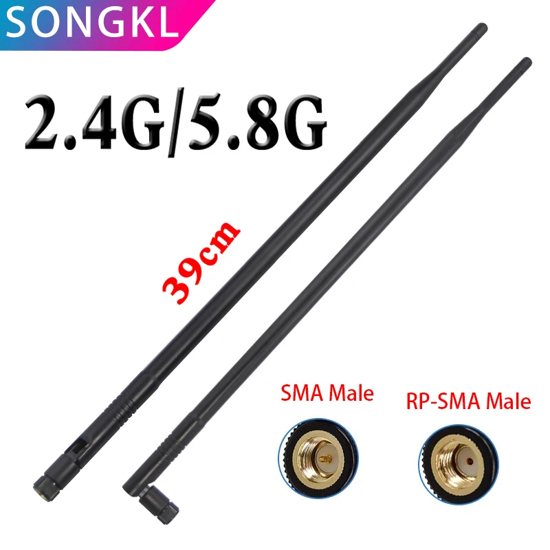 Antenna 2.4G/5.8G SMA Maschio 12dBi Ad Alto Guadagno RP-SMA Maschio Omni Pieghevole Antenna per Router Wireless Ripetitore di Rete Scheda Netword
