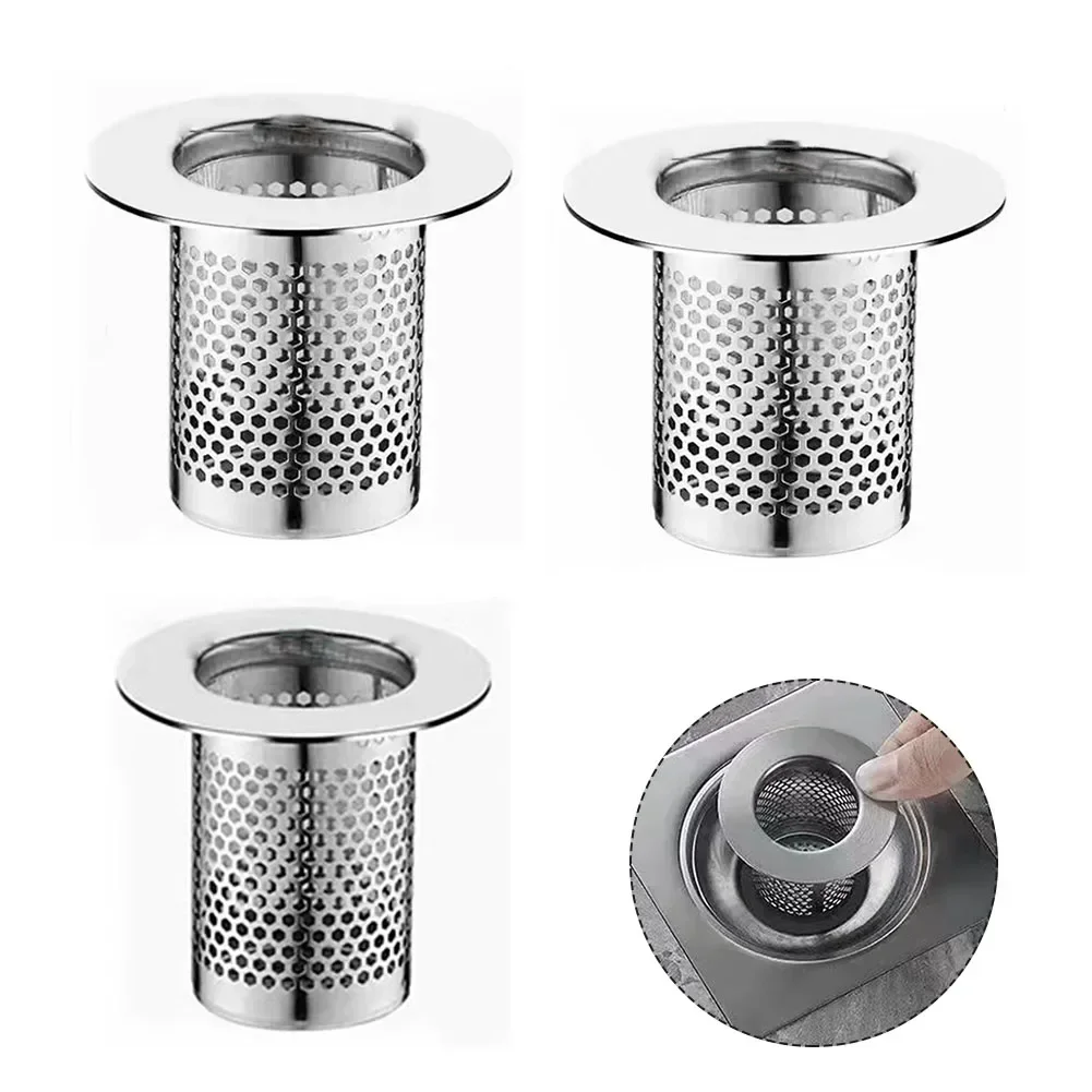 Edelstahl Abflusssieb Waschbecken Sieb Dusche Bodenablauf Filter Mesh Küchenspüle Sieb Haarfänger 5/5,5/6,5 cm