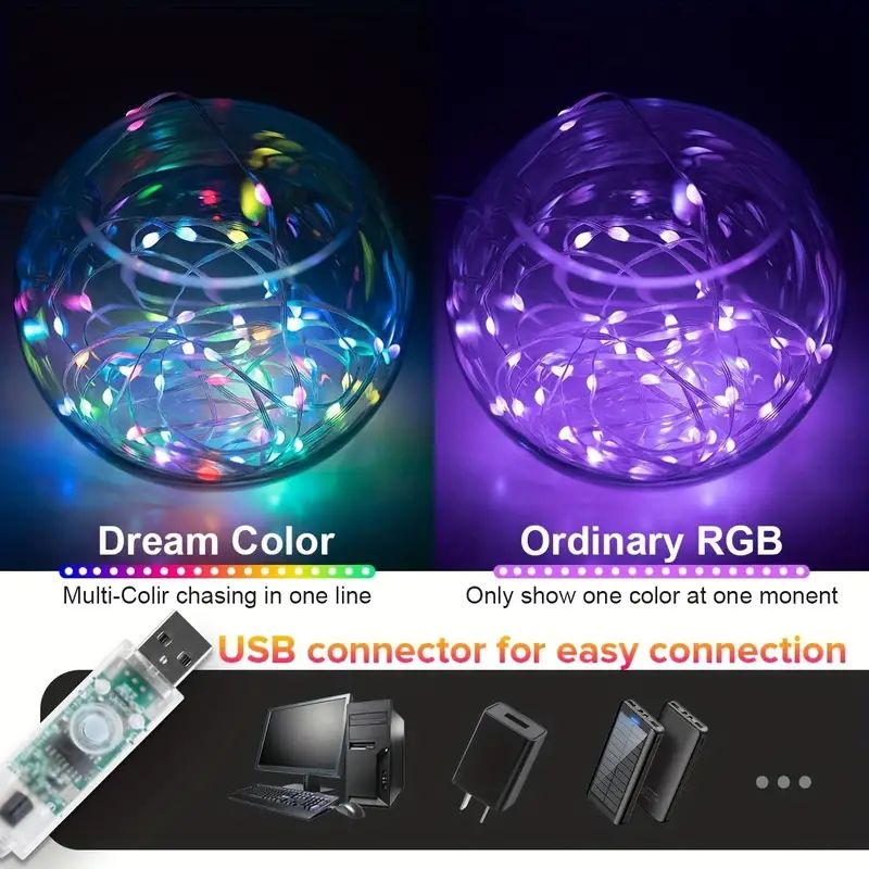 20M WS2812B fée lumière Bluetooth LED chaîne RGB couleur de rêve adressable fête lumières de noël décoration de mariage guirlande 5VDC