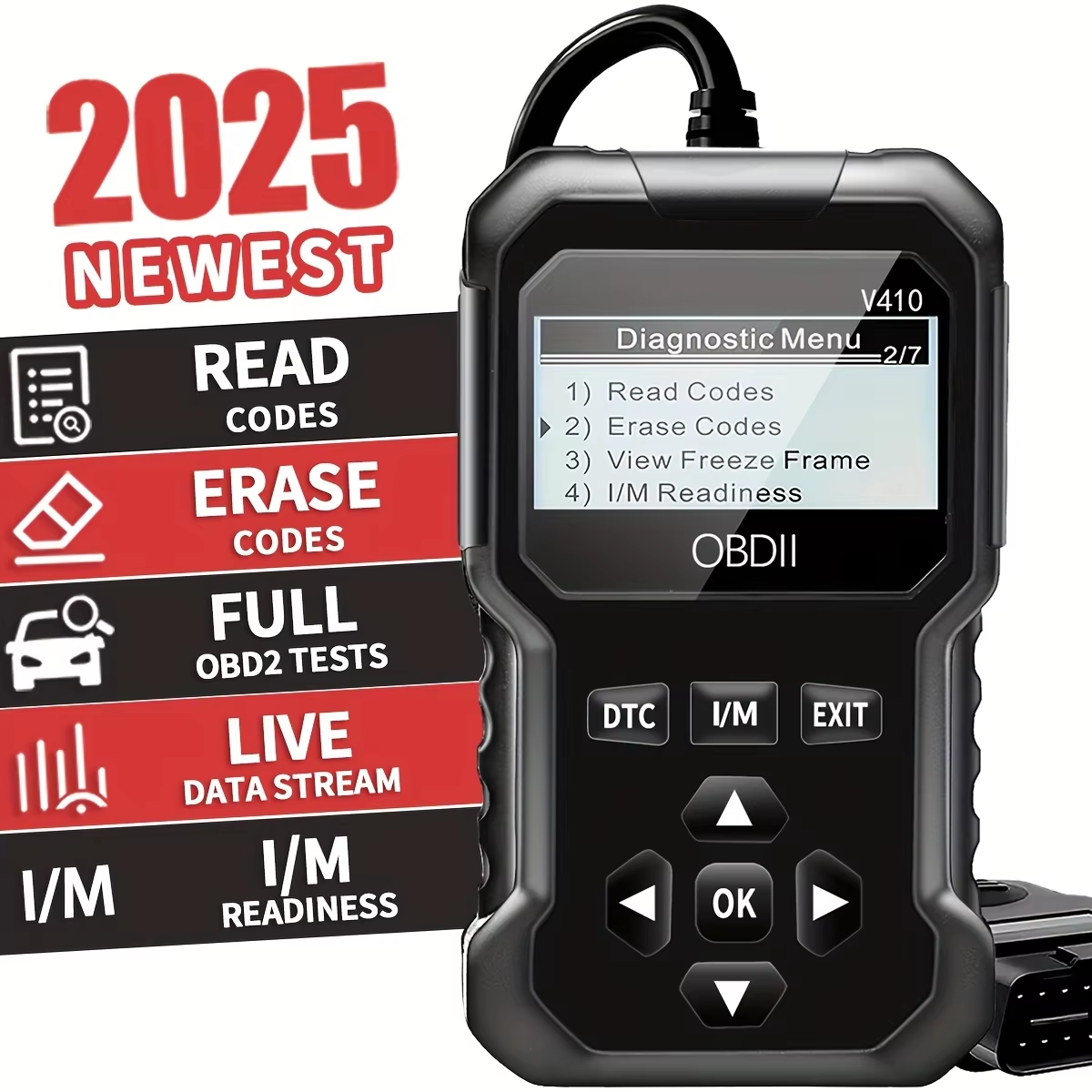 OBD2-scanner Directe foutcodelezer en spanningscontrole |   OBDII/CAN Volledige systealdiagnose |   10-seconden foutanalyse