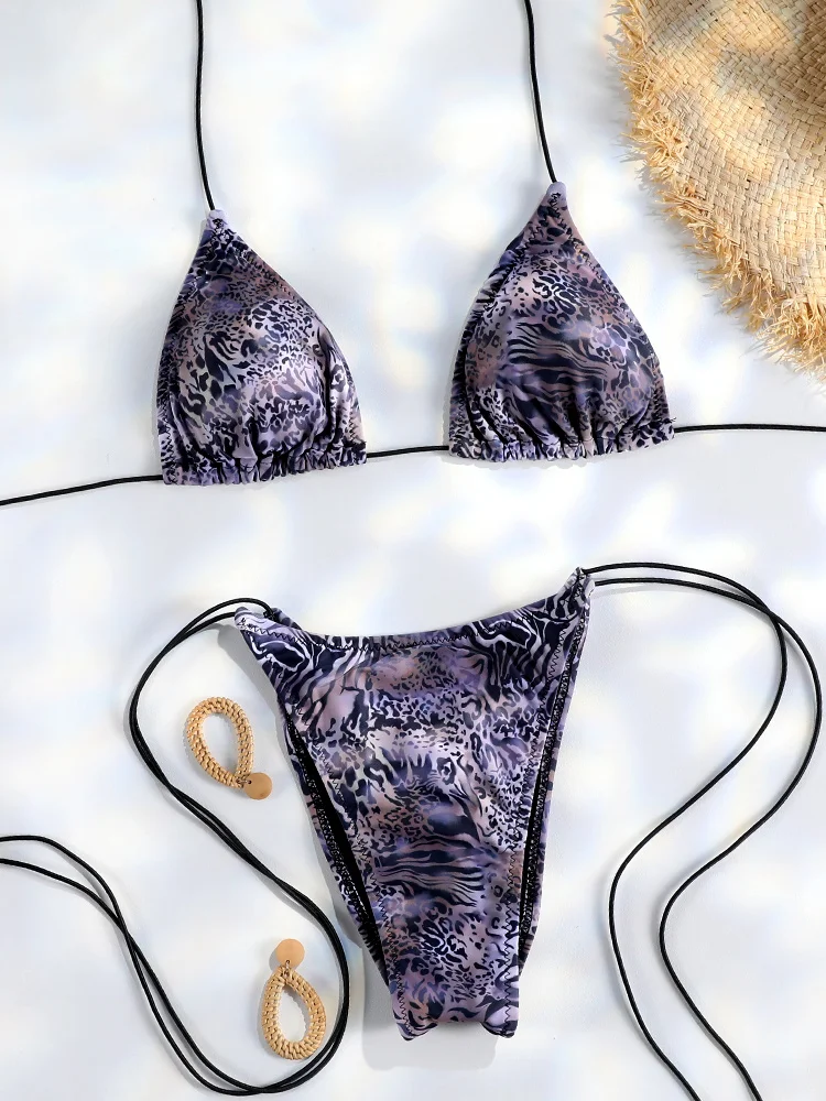 Sexy Triangle Mini Bikini ensembles Micro tongs maillot de bain femmes maillot de bain Biquini pansements de plage maillot de bain imprimé string Bikini