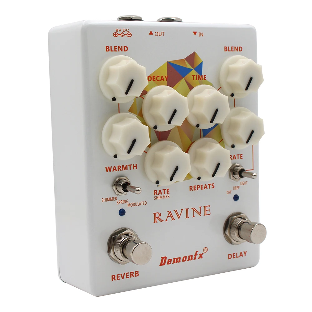 Demonfx-RAVINE Guitar Effect Pedal, REVERB Delay Pedal, True Bypass, High Quality, New