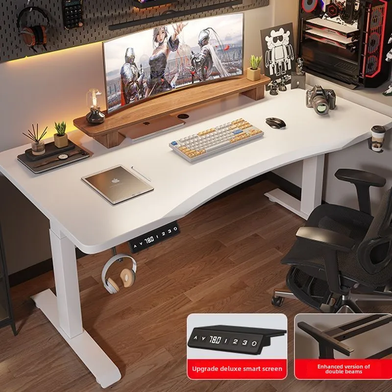 Electric Height Adjustable Desk Workstation Smart Curved Computer Desk Home Adjustable Office Desk Gaming Table desks tables