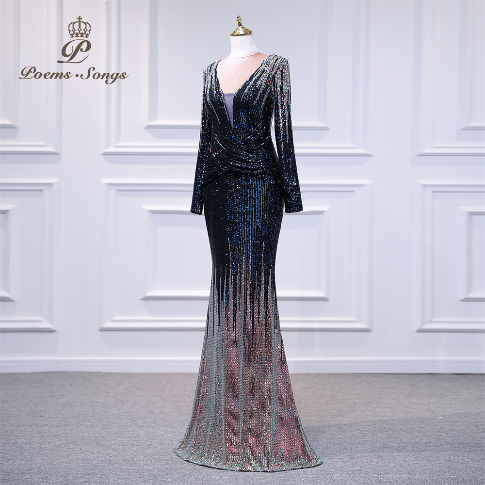 Elegant ชุดผู้หญิงสําหรับงานแต่งงานชุดราตรีแขนยาว vestidos de Fiesta Robe de Soiree de mariage PARTY Dress