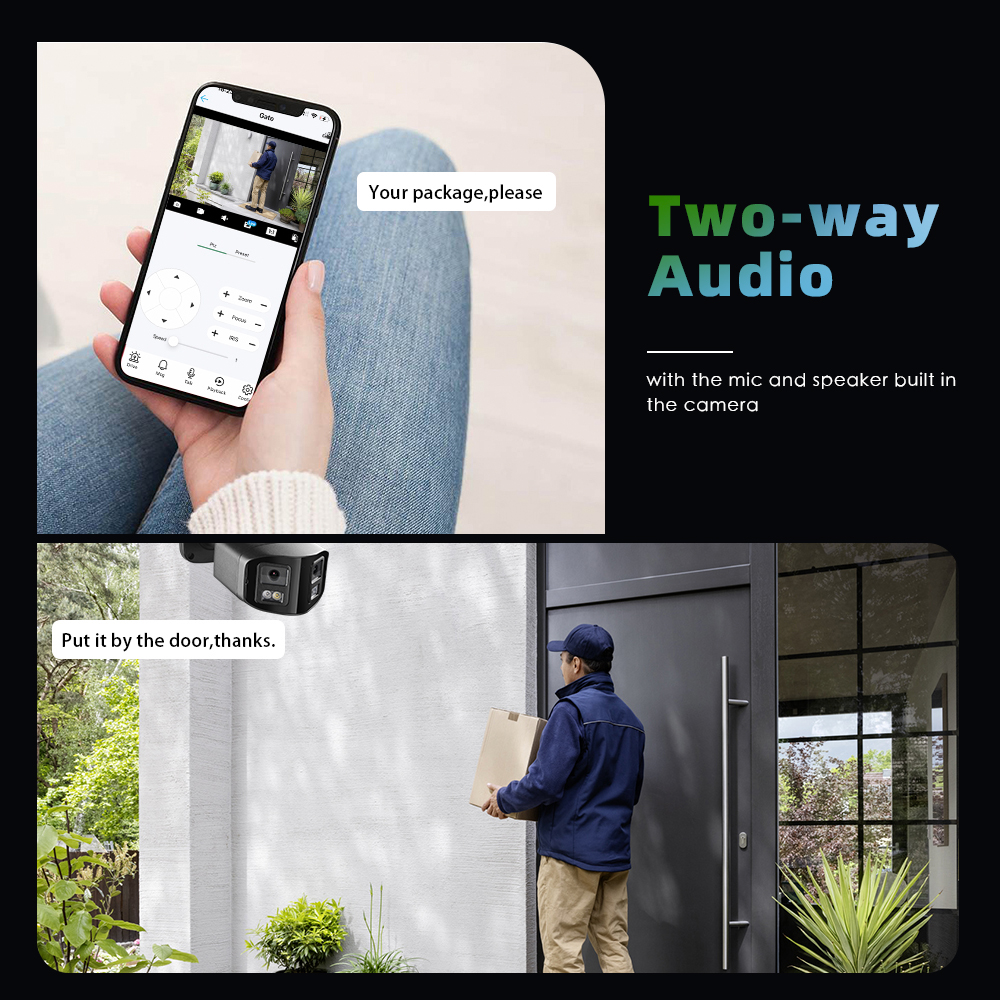 CN B6 4MP * 4MP, POE, double objectif, détection humanoïde de véhicule, double lumière, vidéo CCTV, sécurité de Surveillance P2P