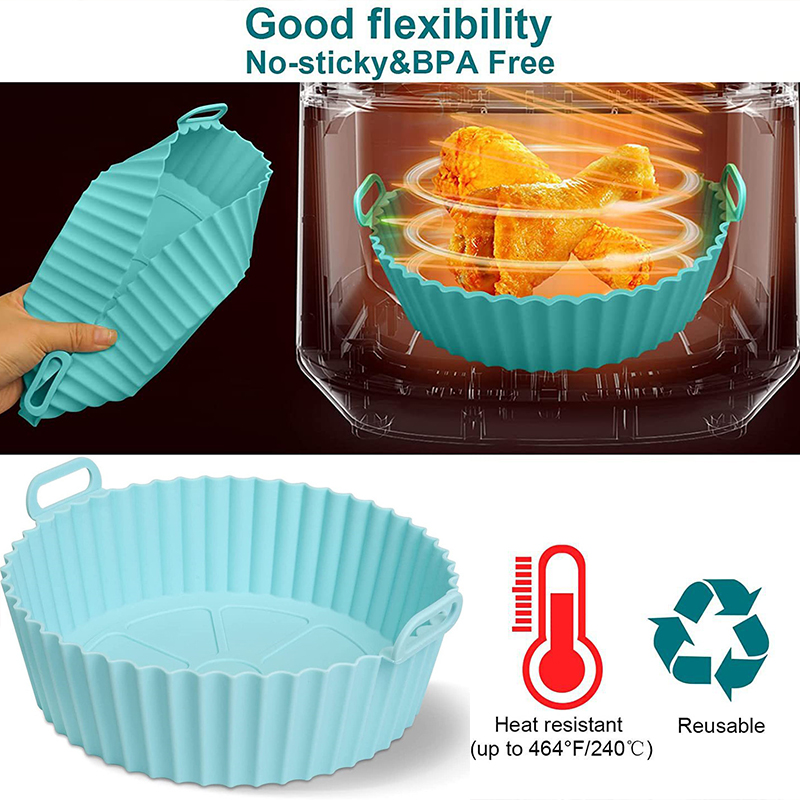 Airfryer-cesta de silicona reutilizable para horno, bandeja para hornear, molde de silicona para freidora de aire, Pizza, pollo frito, cesta, accesorios para freidora de aire