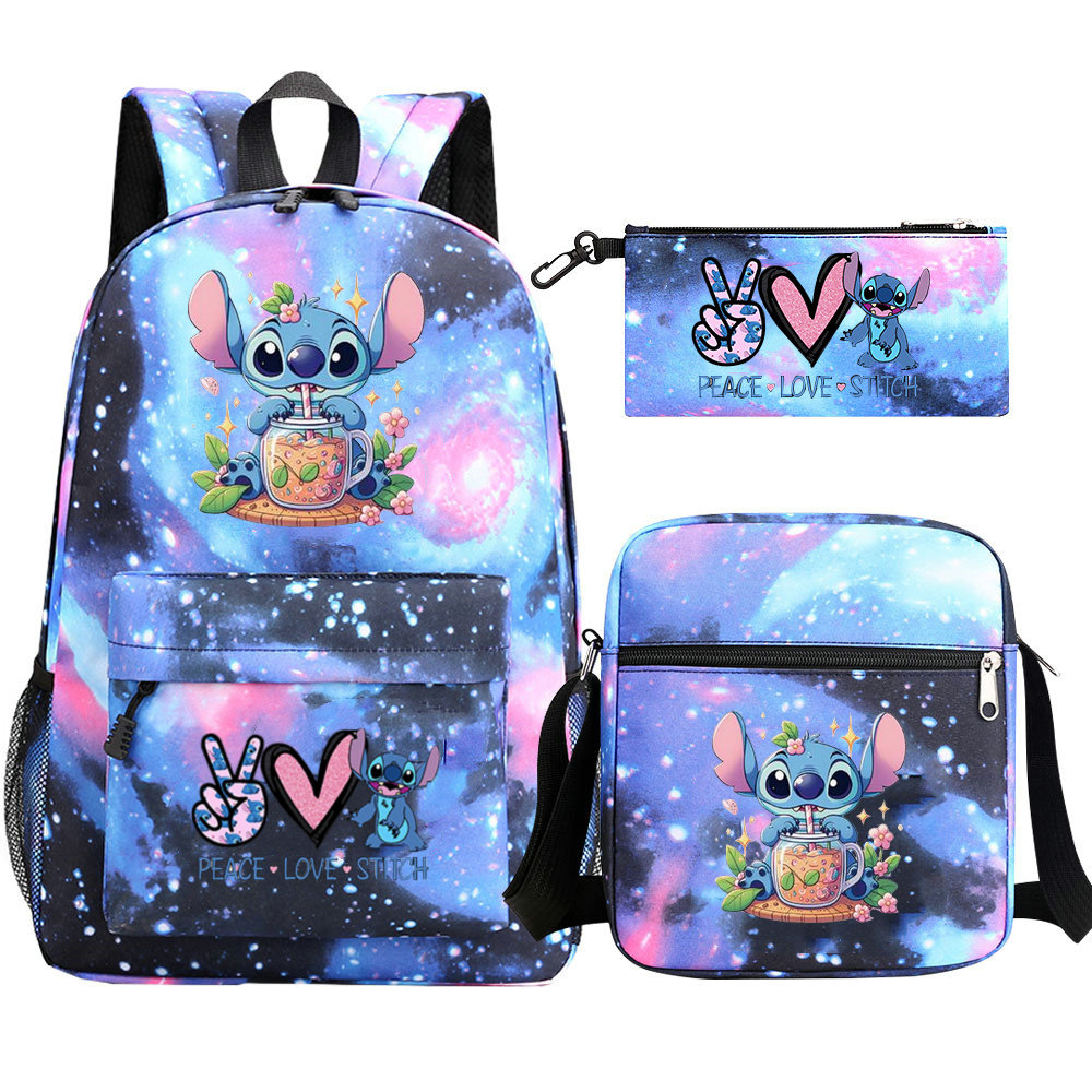 Lilo And Stitch Cartoon School Bags Girls Boys 3pcs Simple Light Students Laptop Backpack Kids Travel Mochilas With Shoulder Bag