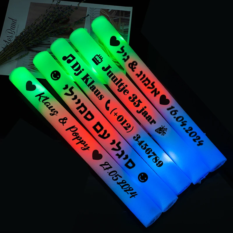 12/15/30/60 Uds RGB LED brillo a granel suministros de fiesta coloridos LED barras luminosas palo de espuma tubo de animación luz oscura cumpleaños boda