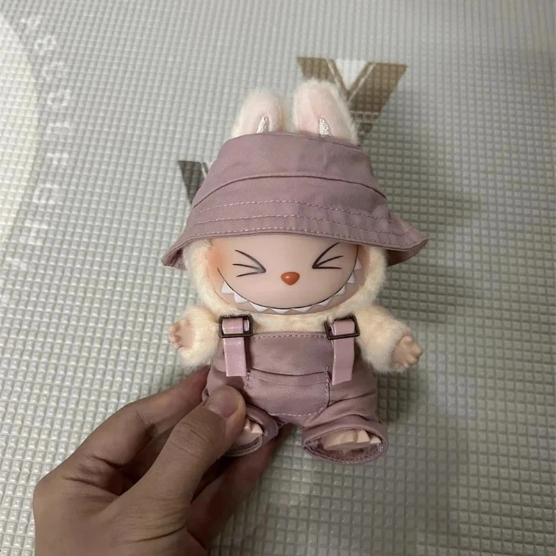 Für Labubu 15-17 cm v1v2 Outfit Zubehör Mini Hut Overalls Set Dekoration Kleine Kleidung Kinderspielzeug Geburtstagsgeschenk