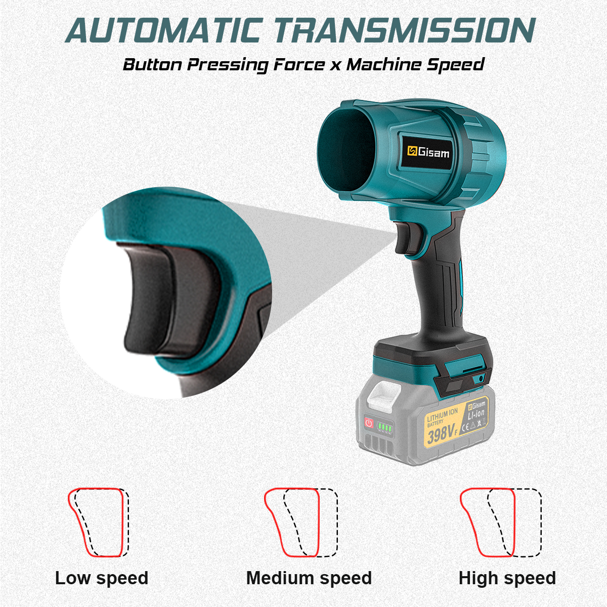 Gisam Brushless Electric Blower Turbo Jet Fan 200M/S Violent Air Gun Handheld Snow Leaf Dust Blowing Tool for Makita 18V Battery