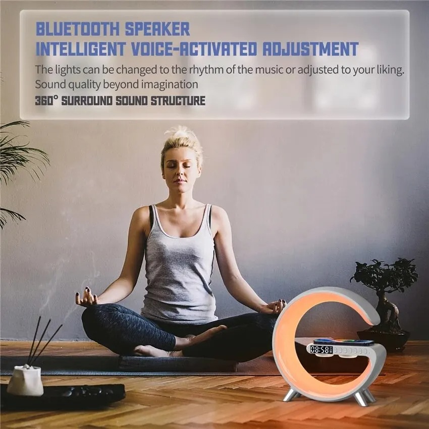 Luz G grande, cargador inalámbrico de luz inteligente, lámpara de escritorio de música, Audio G grande, Altavoz Bluetooth, luz ambiental de Color deslumbrante, luz nocturna