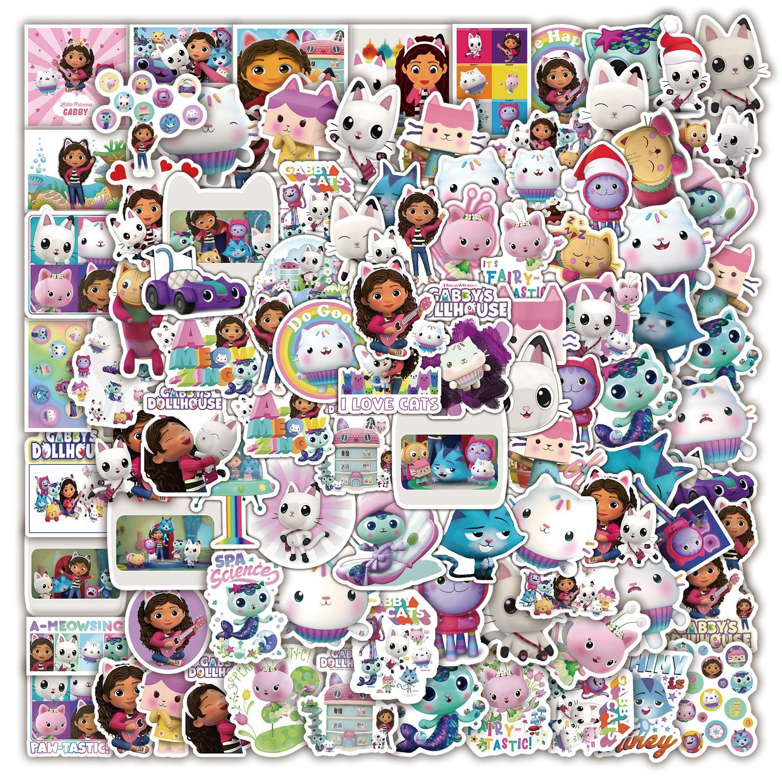 100Pcs Gabby's Dollhouse Stickers For Suitcase Skateboard Laptop Luggage Fridge Phone Car Styling Sticker