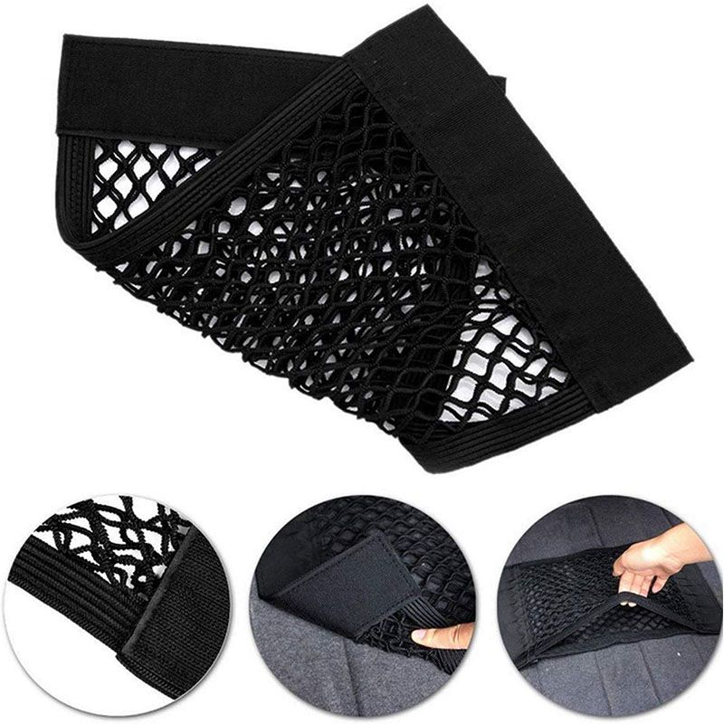 Car Trunk Mesh Organizer Universal Velcro Storage Pocket Vehicle Elastic Storage Bag Automotive Mesh Interior Accessories
