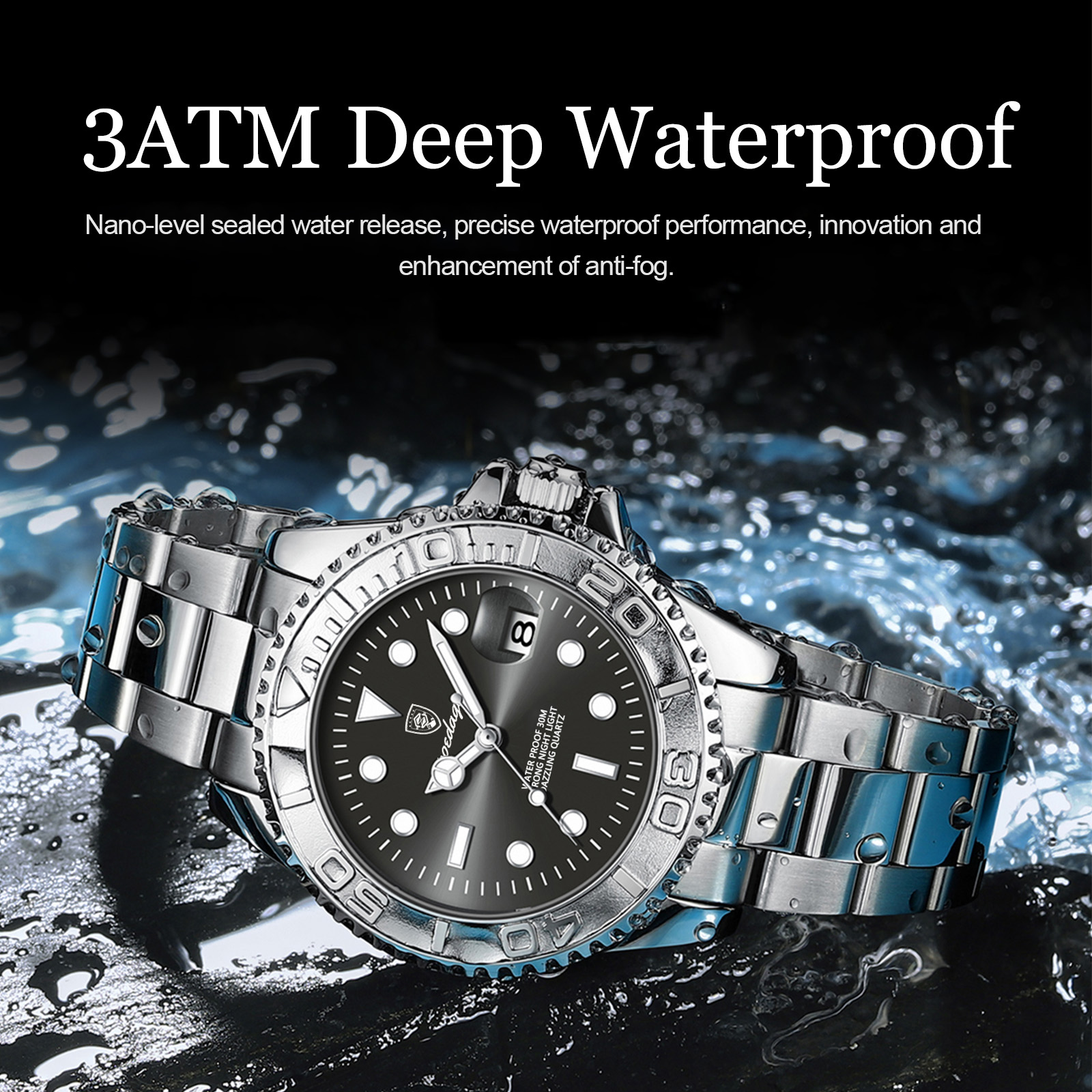 Reloj POEDAGAR de lujo para hombre, Reloj de cuarzo de negocios para hombre, Reloj deportivo resistente al agua con fecha luminosa, relojes de acero inoxidable para hombre, Reloj + caja