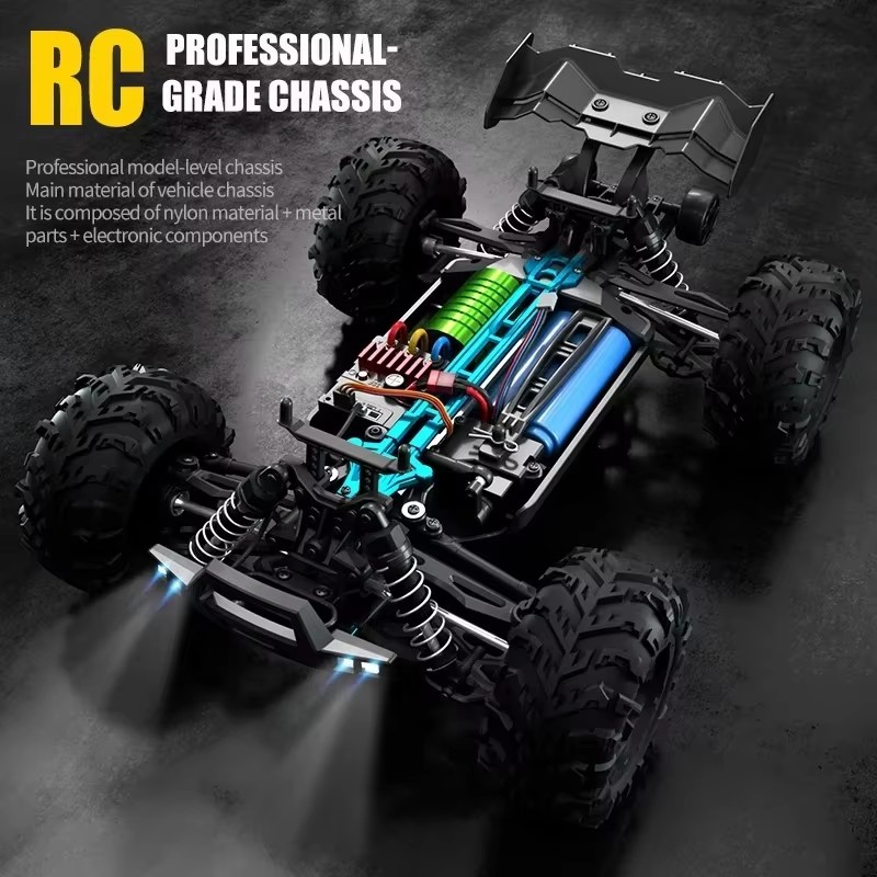 1:16 4wd rc carro 70 km/h ou 50 km/h com led carros de controle remoto alta velocidade deriva monstro 4x4 caminhão para crianças vs wltoys 144001   Brinquedos