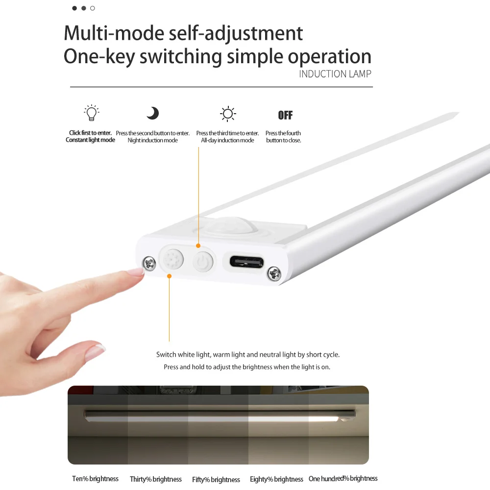Lampka nocna Led Light Oświetlenie podszafkowe Lampka nocna z czujnikiem ruchu Oświetlenie szafy Oświetlenie kuchenne Magnetyczna lampka nocna