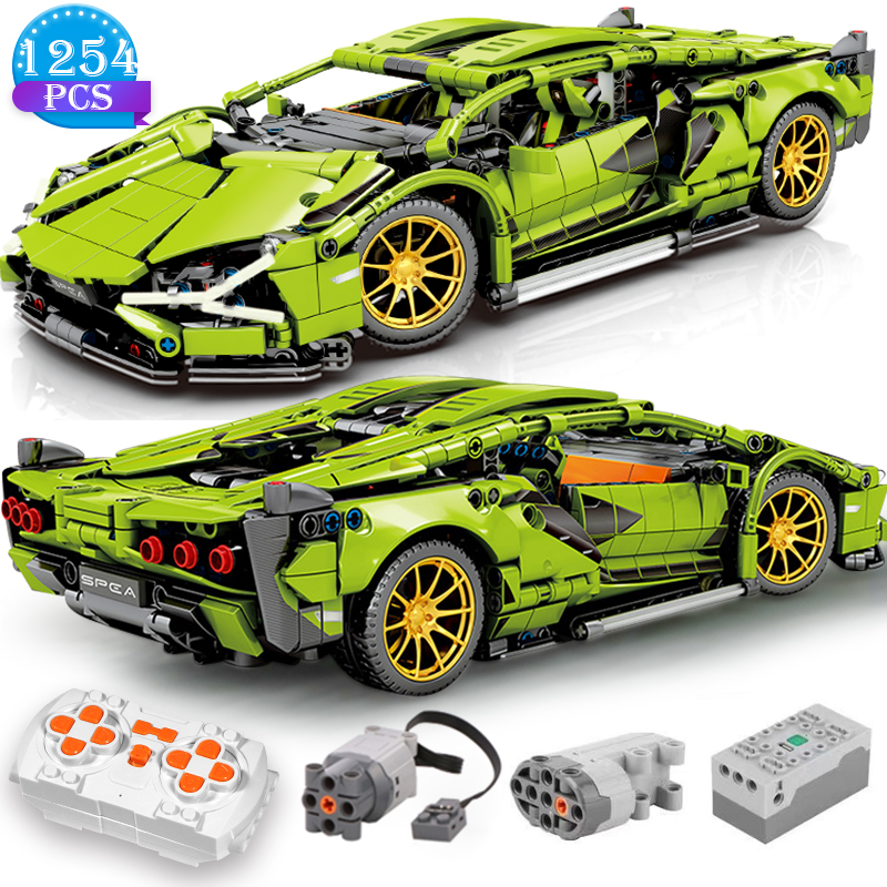 Blocos de construção técnicos, carro de corrida, modelo estático ou controle remoto, versão elétrica de carro rc, brinquedos de construção opcionais para meninos