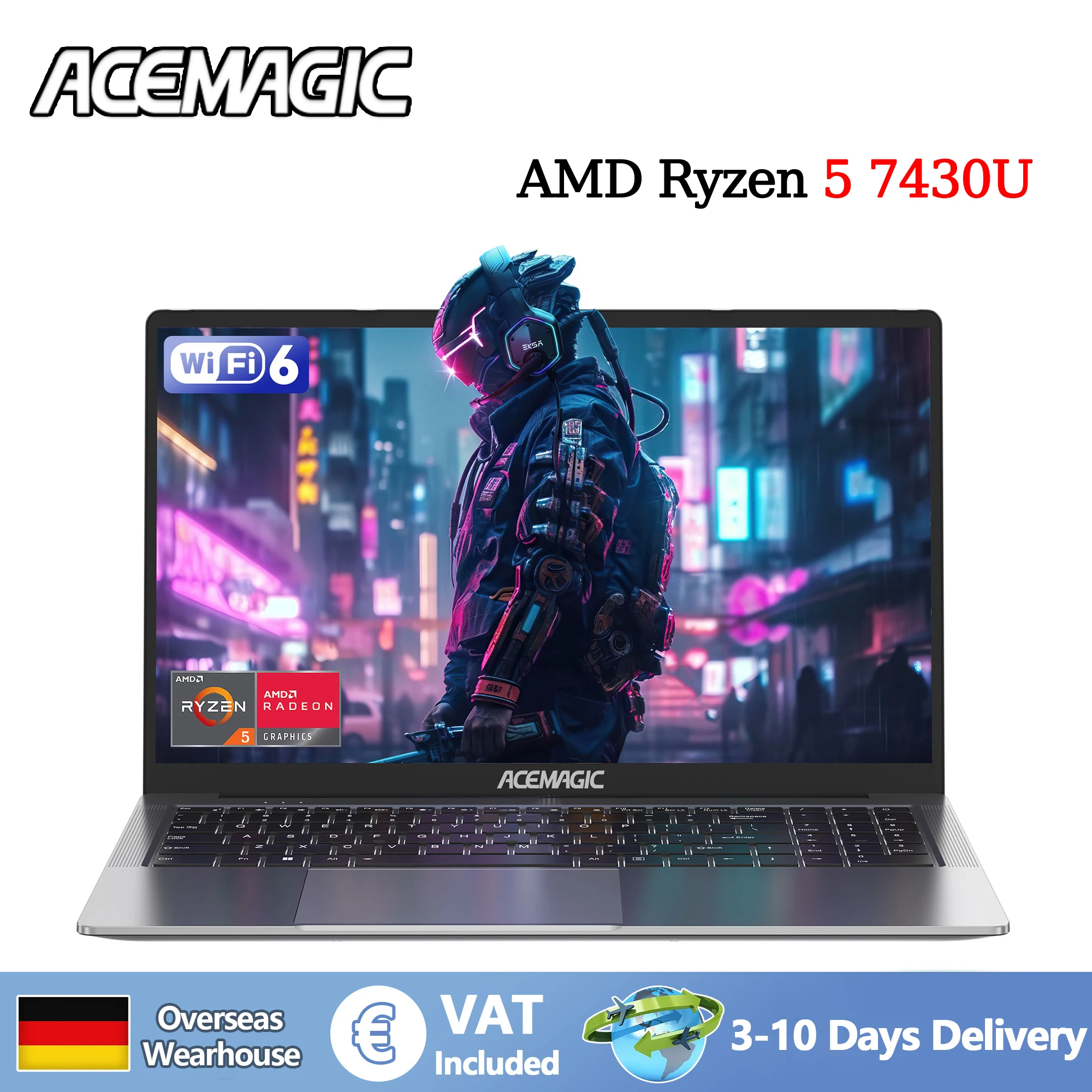 Laptop ACEMAGIC FHD da 15,6 pollici AMD Ryzen 5 7430U 16 GB di RAM 512 GB SSD Windows 11 Pro Notebook 180 °   Flip Computer Wifi6 BT5.2