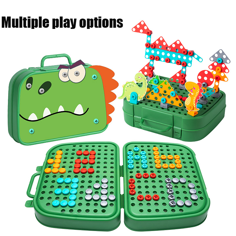 230pcs/228pcs Children DIY Tool Toys Set Electric Drill Screw Nuts 3D Puzzle Toy Pretend Play Tool Kits 2D/3D Educational Toy