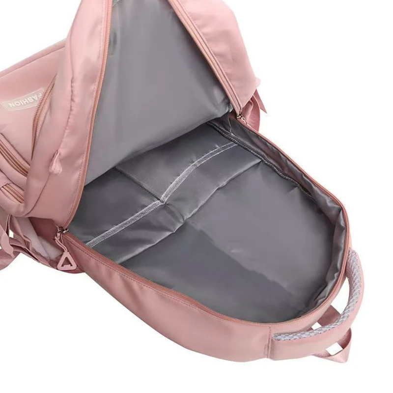 Mochilas de doble hombro para hombre y mujer de color liso con múltiples compartimentos, adecuadas para estudiantes.
